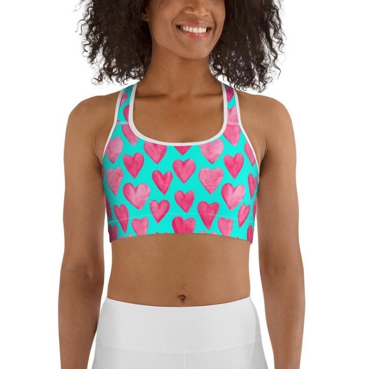 Pink Hearts Sports Bra