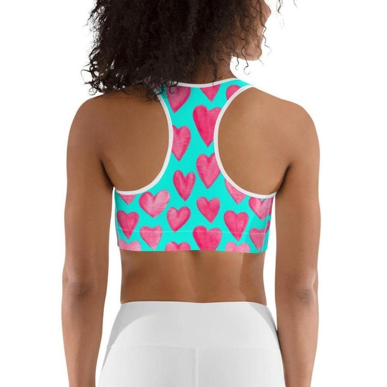 Pink Hearts Sports Bra