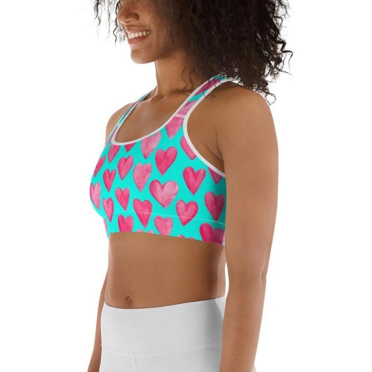 Pink Hearts Sports Bra