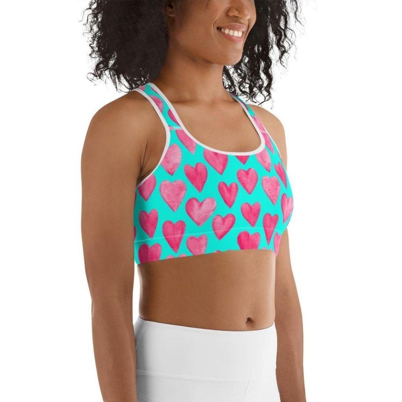 Pink Hearts Sports Bra