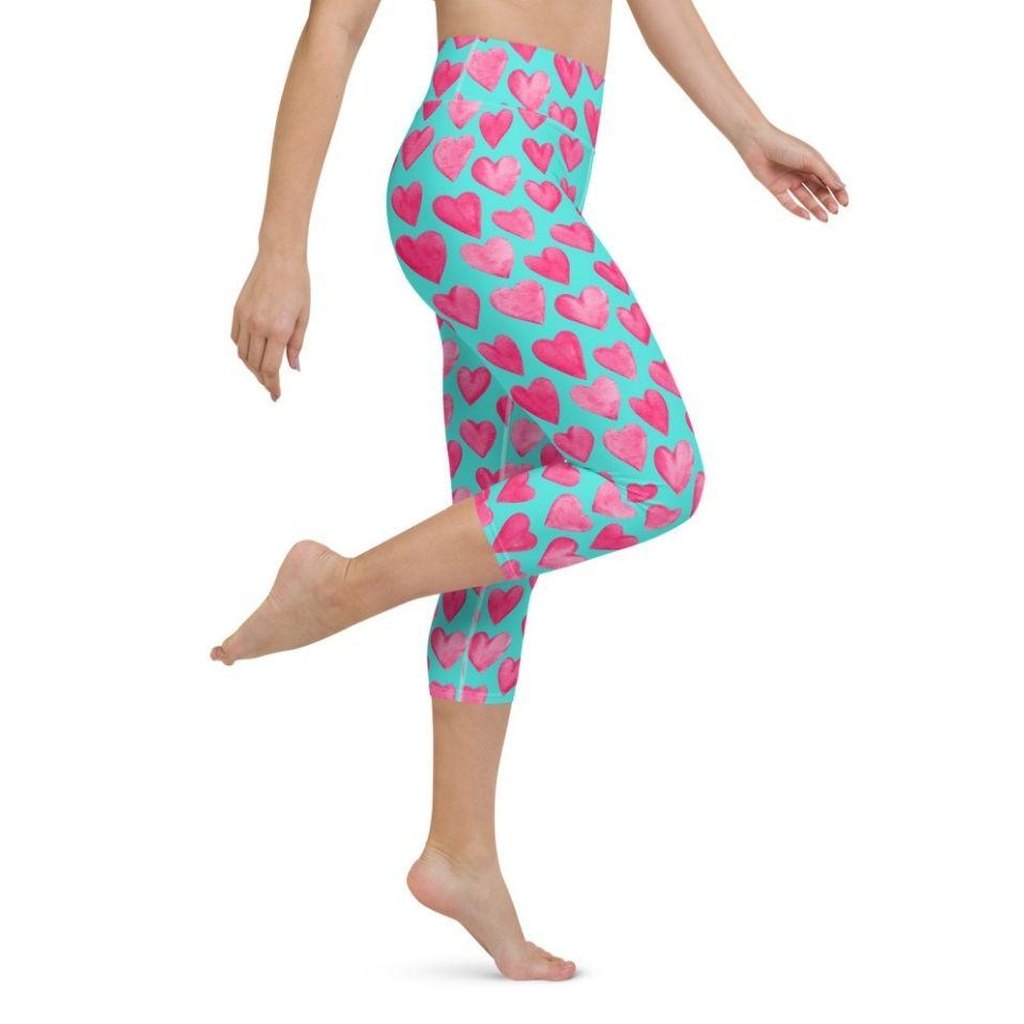 Pink Hearts Yoga Capris