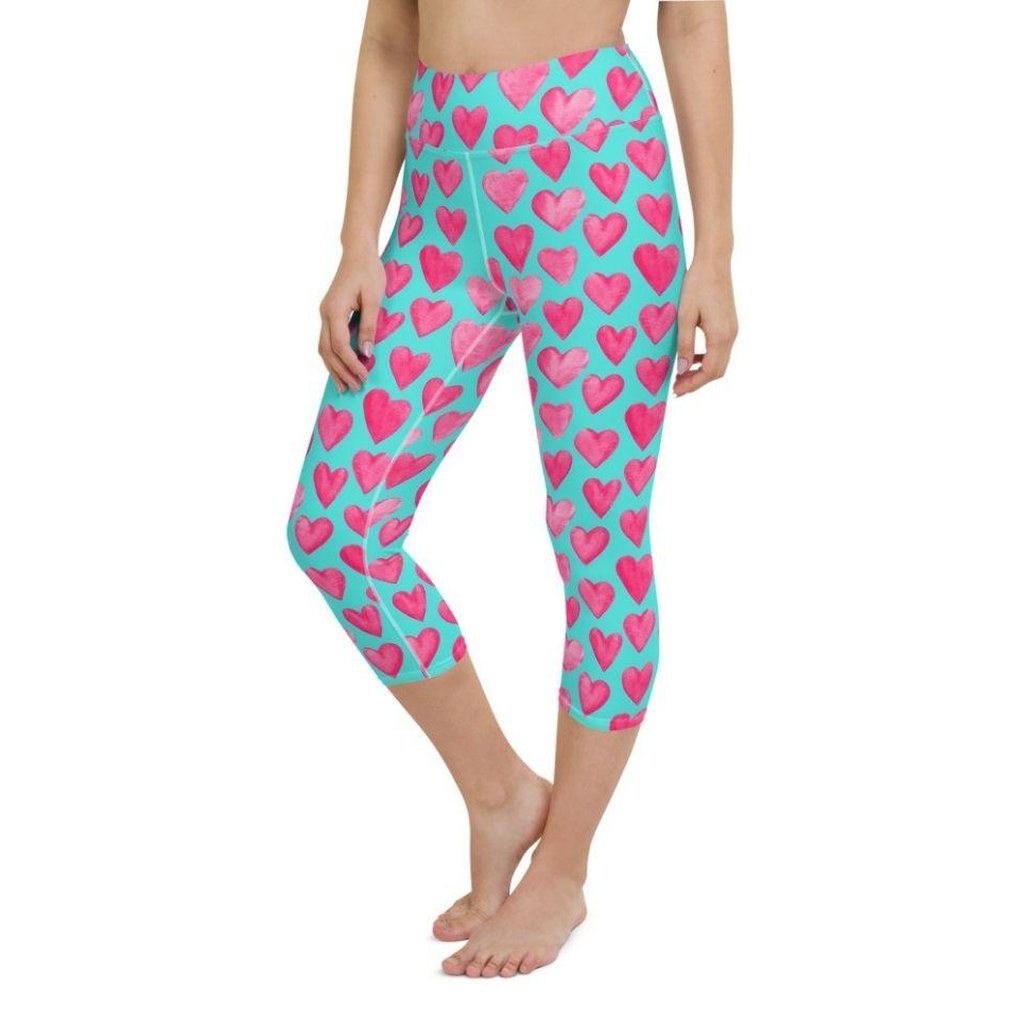 Pink Hearts Yoga Capris