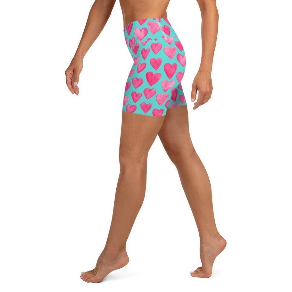 Pink Hearts Yoga Shorts