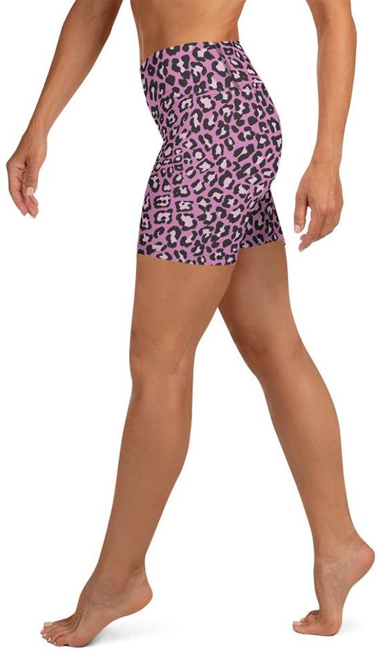 Pink Leopard Yoga Shorts