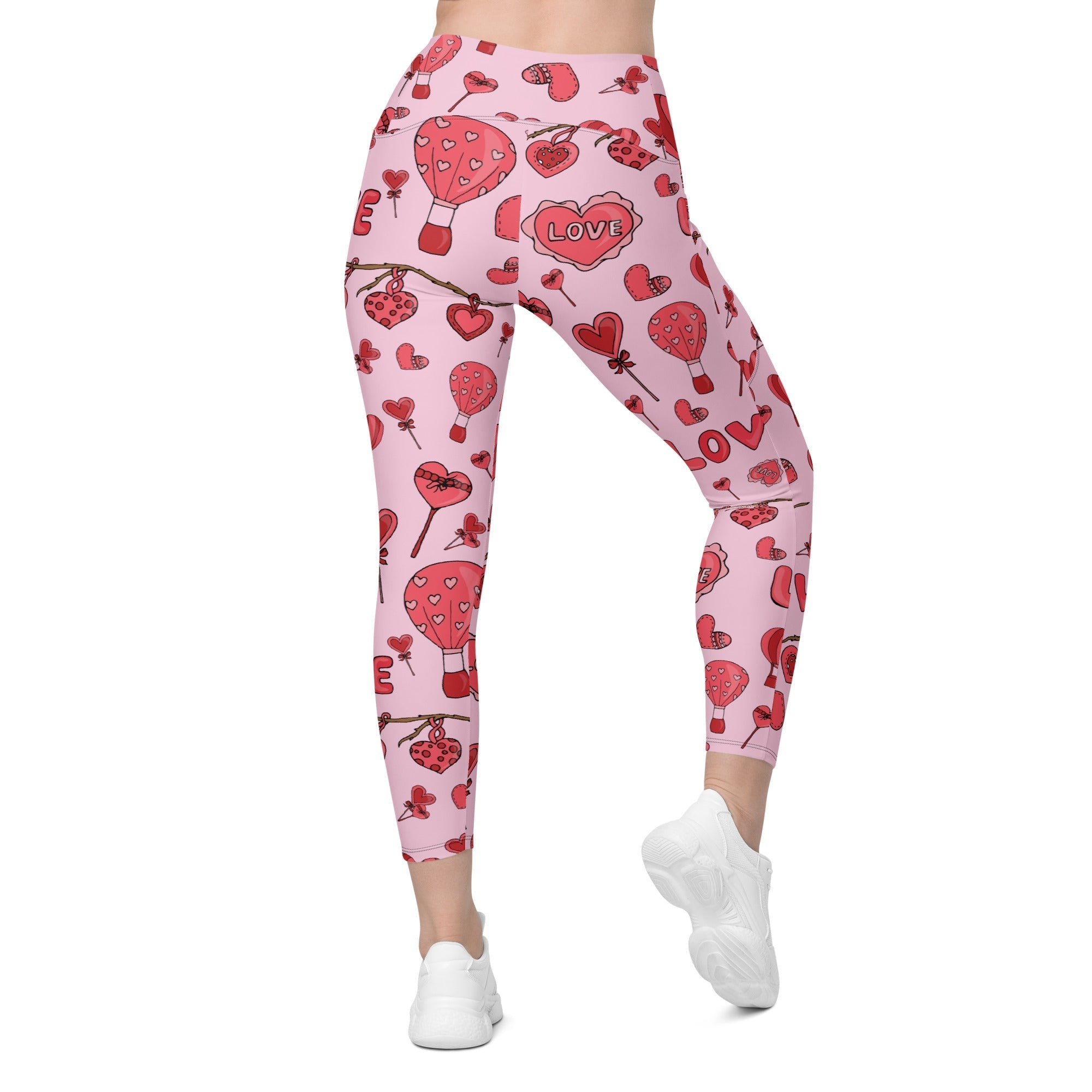 Pink Love Leggings With Pockets