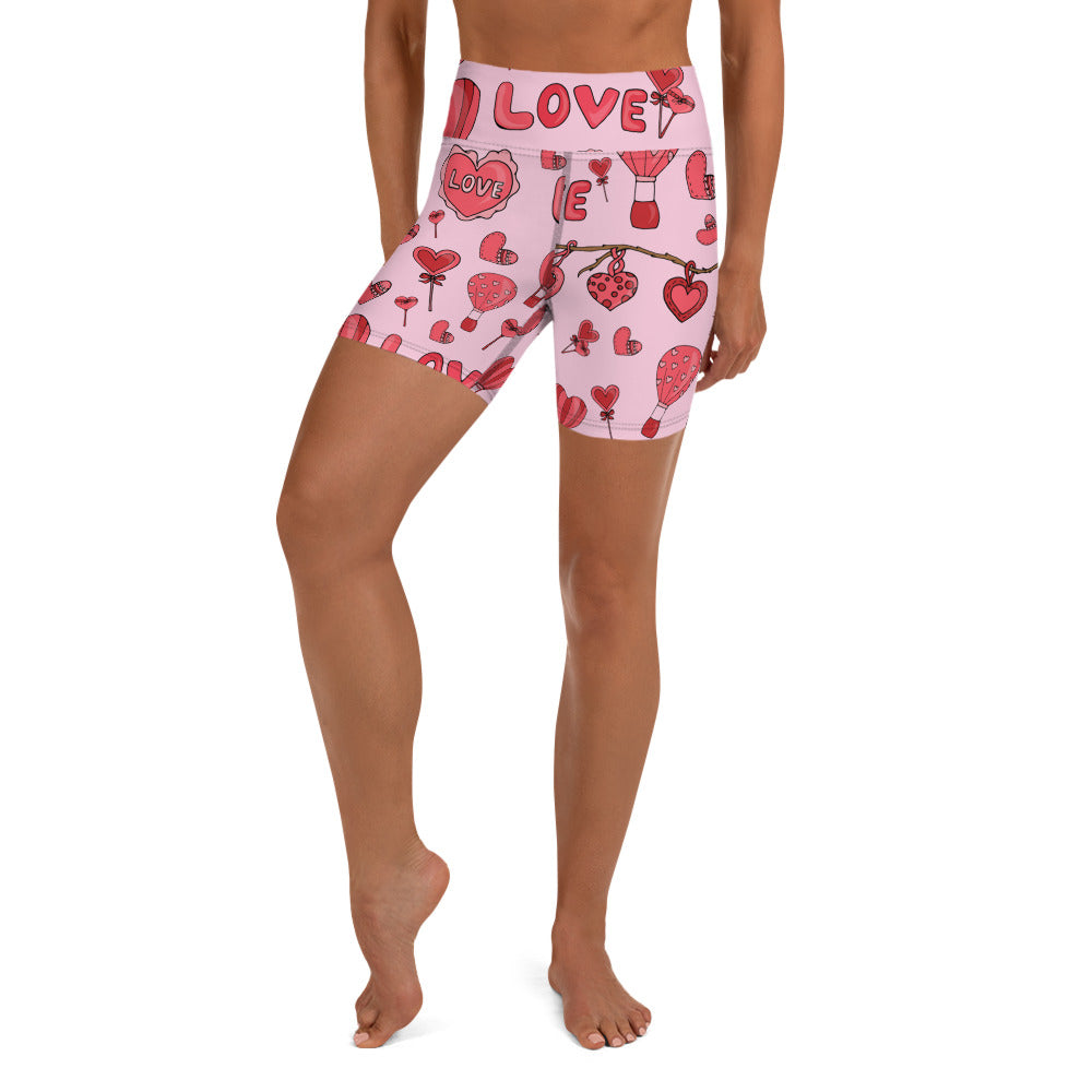 Pink Love Yoga Shorts