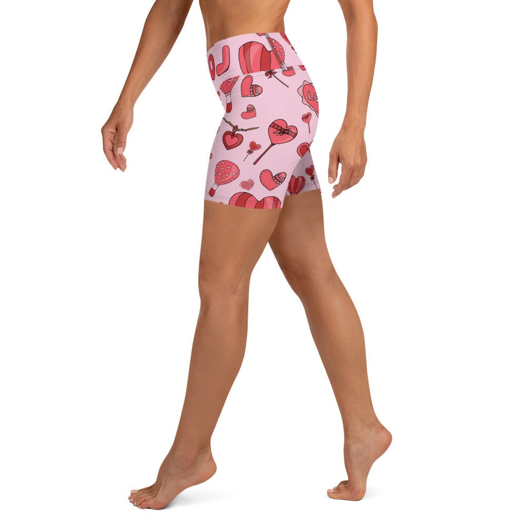 Pink Love Yoga Shorts
