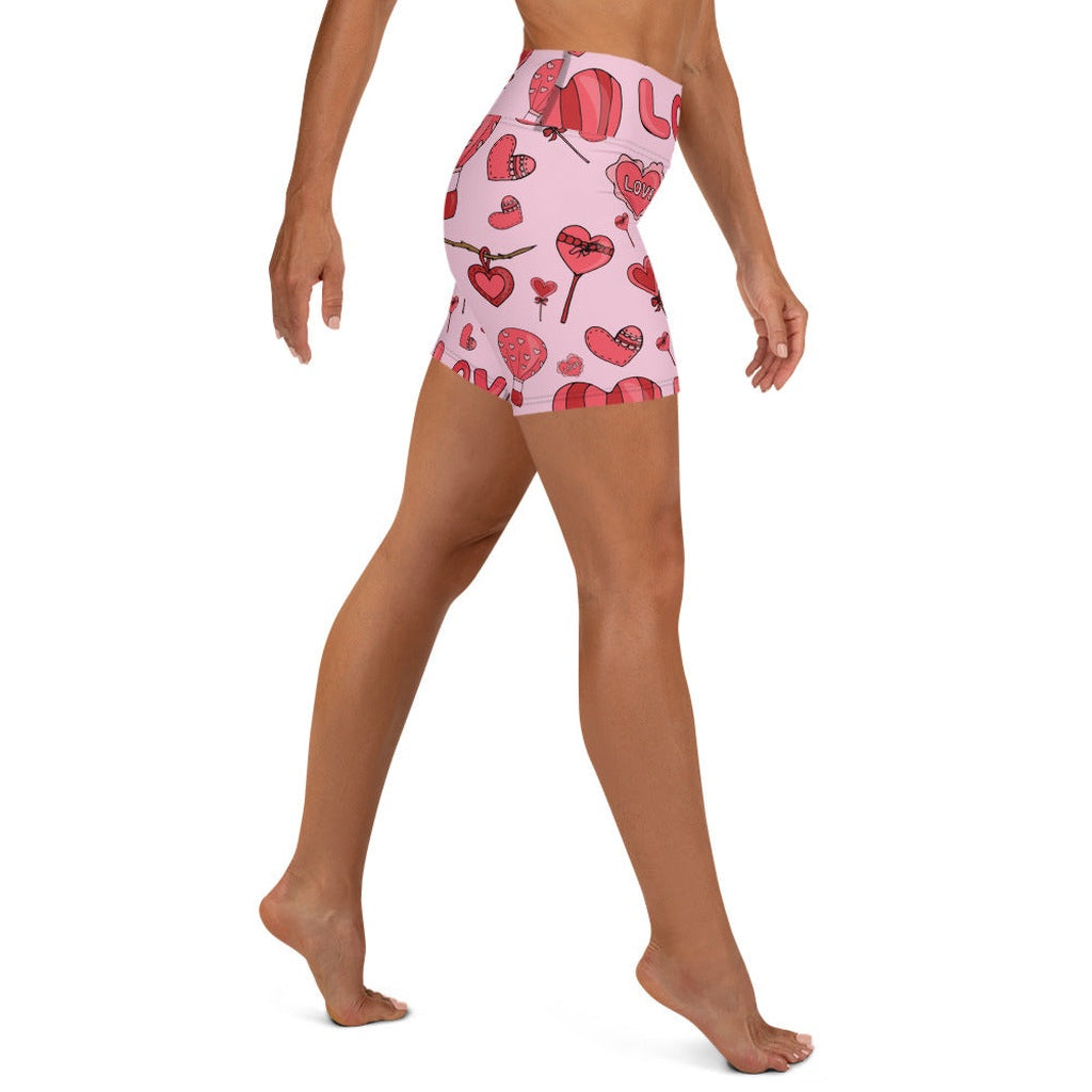 Pink Love Yoga Shorts