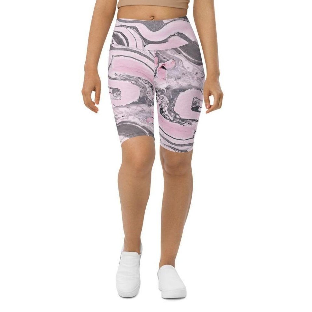 Pink Marble Biker Shorts