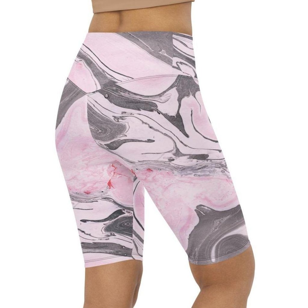 Pink Marble Biker Shorts