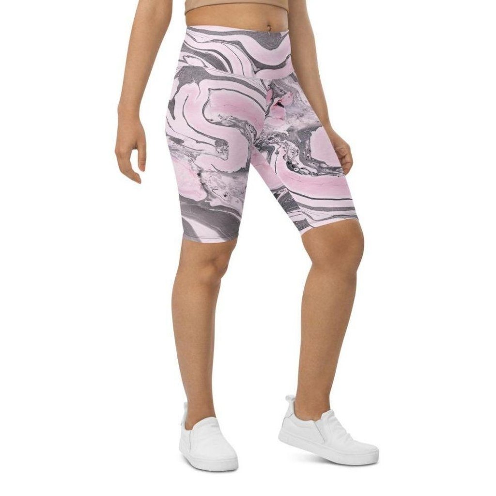 Pink Marble Biker Shorts