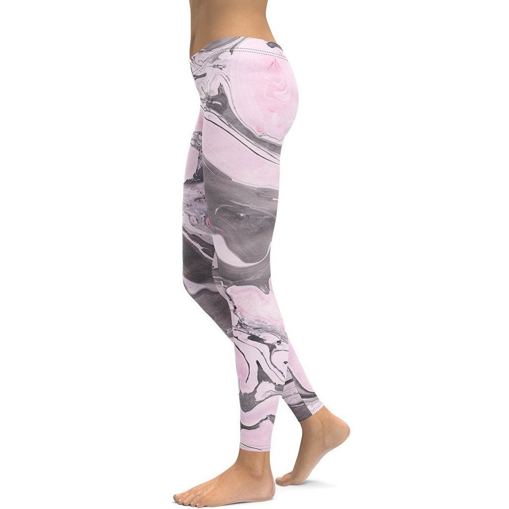 Pink Marble Leggings - FiercePulse - Premium Workout Leggings - Yoga Pants