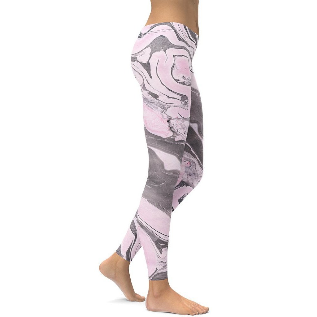 Pink Marble Leggings - FiercePulse - Premium Workout Leggings - Yoga Pants