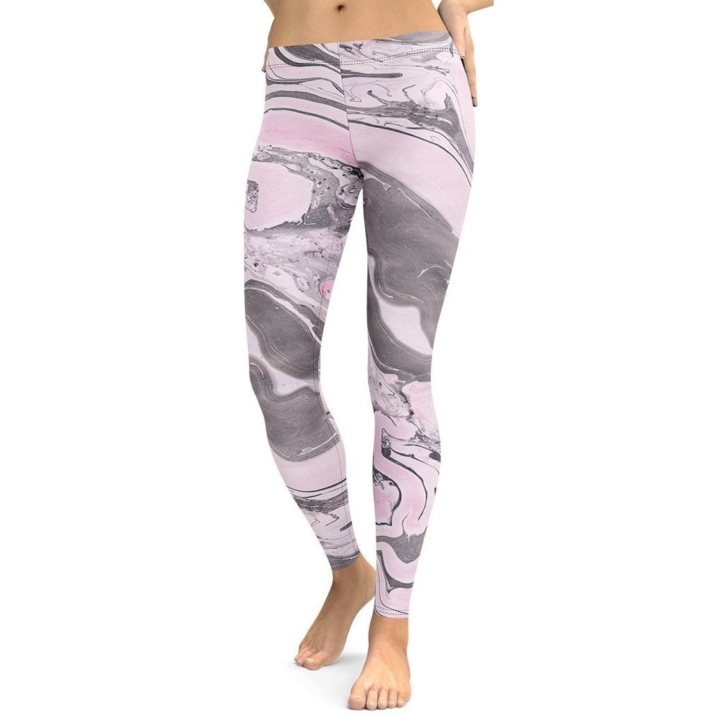 Pink Marble Leggings - FiercePulse - Premium Workout Leggings - Yoga Pants