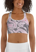 Pink Marble Sports Bra