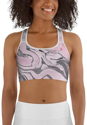 Pink Marble Sports Bra