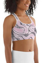 Pink Marble Sports Bra