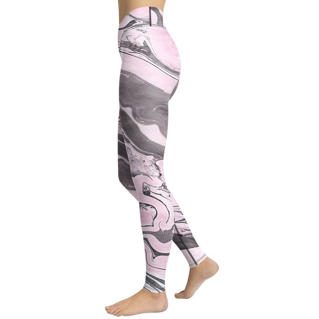 Pink Marble Yoga Leggings - FiercePulse - Premium Workout Leggings - Yoga Pants