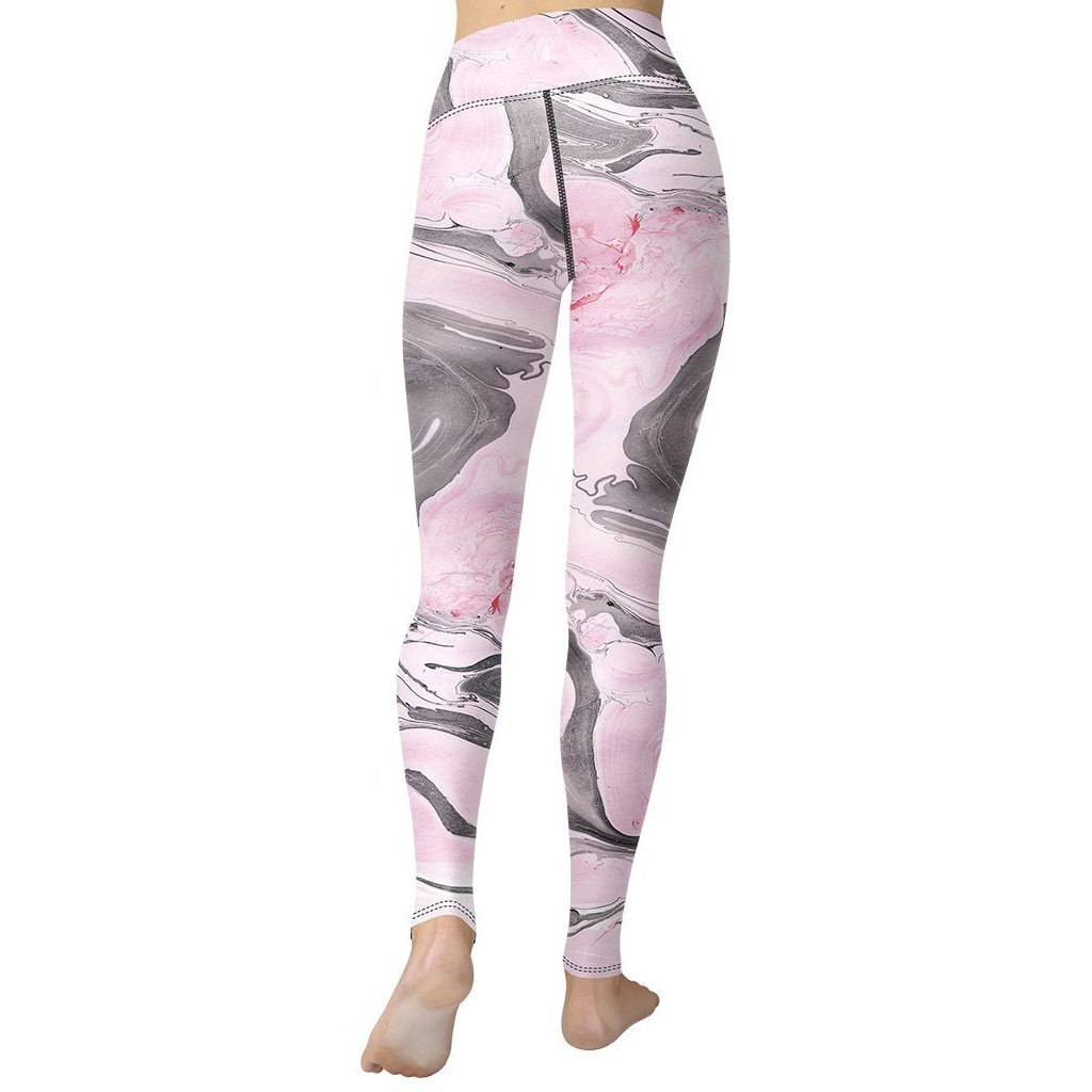 Pink Marble Yoga Leggings - FiercePulse - Premium Workout Leggings - Yoga Pants