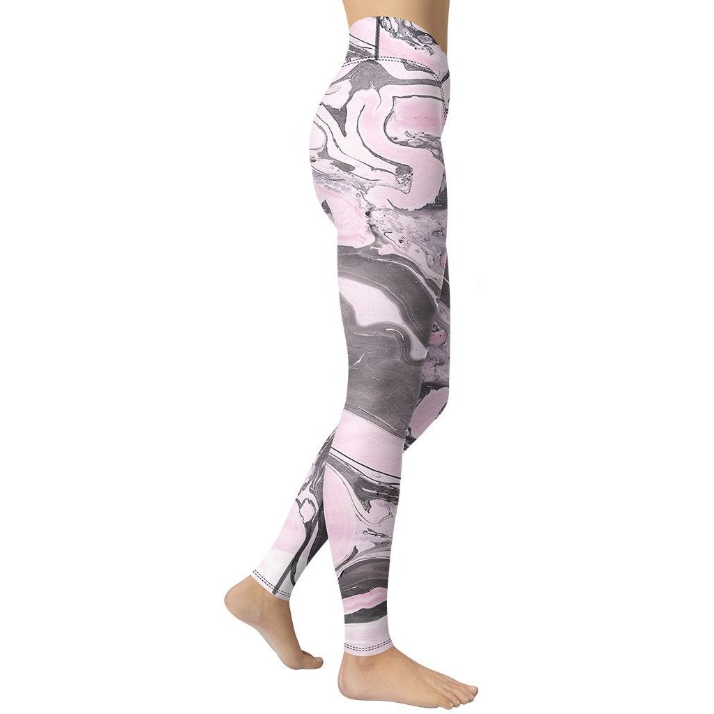 Pink Marble Yoga Leggings - FiercePulse - Premium Workout Leggings - Yoga Pants