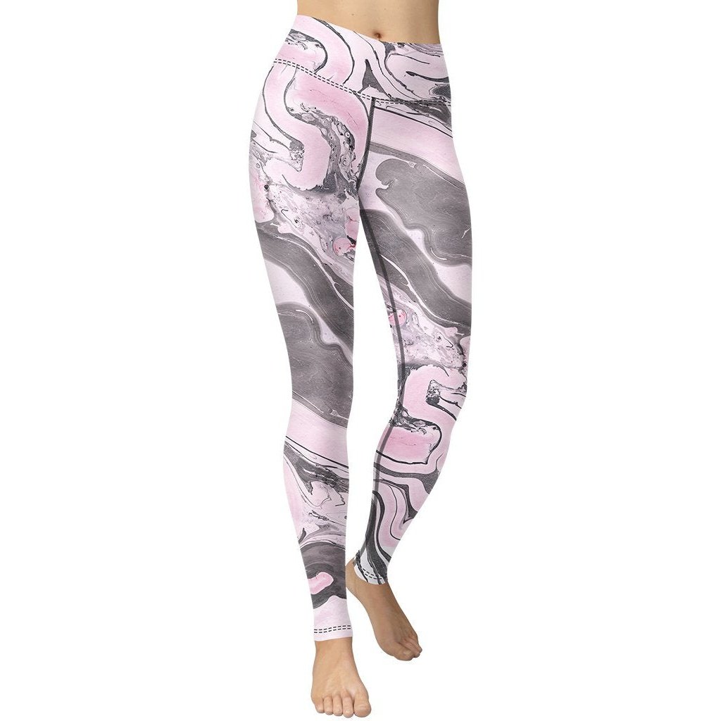 Pink Marble Yoga Leggings - FiercePulse - Premium Workout Leggings - Yoga Pants