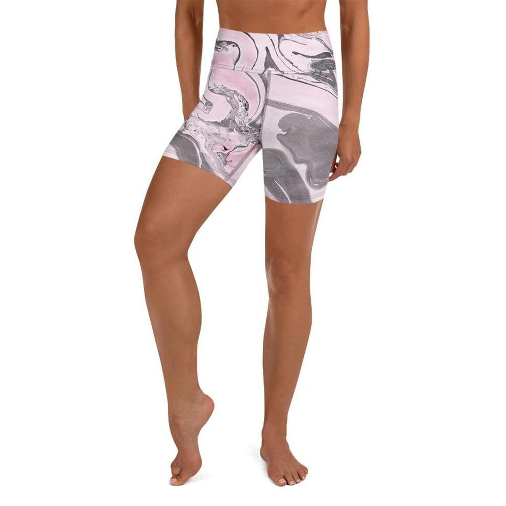 Pink Marble Yoga Shorts