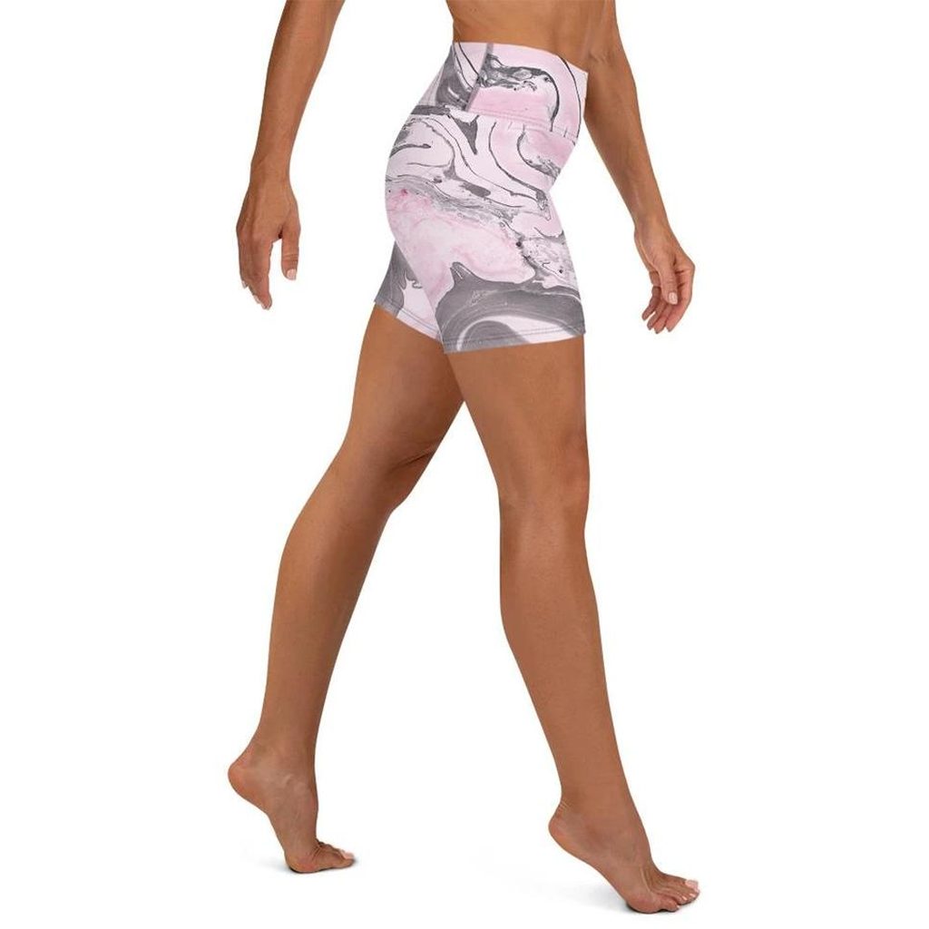 Pink Marble Yoga Shorts