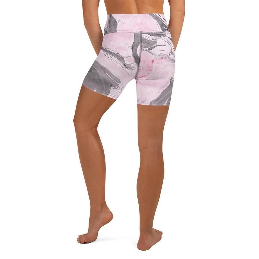 Pink Marble Yoga Shorts