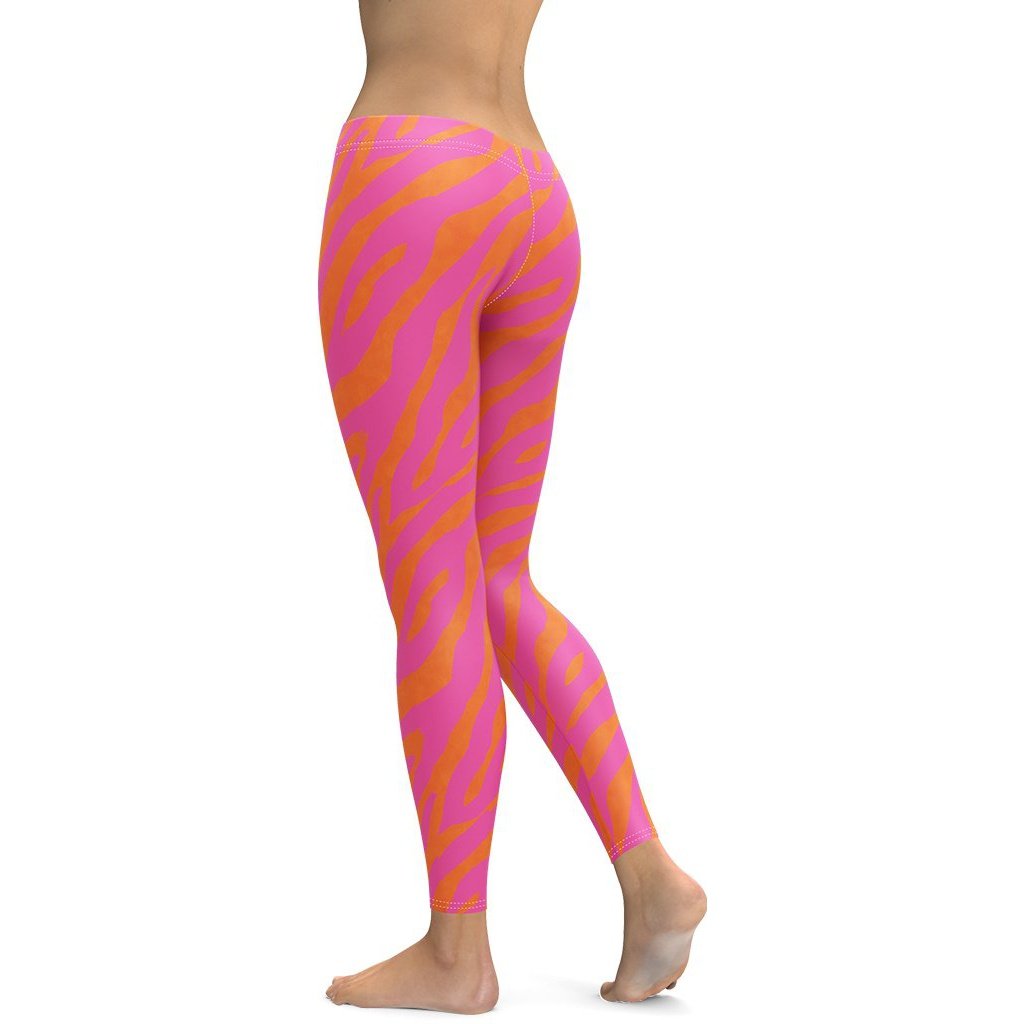 Pink And Orange Zebra Print Leggings FIERCEPULSE Pink And Orange Zebra Print Leggings FIERCEPULSE