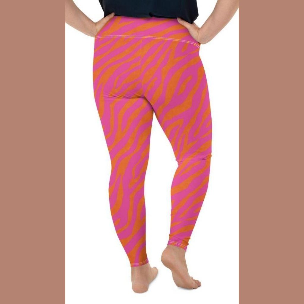 Pink & Orange Zebra Plus Size Leggings