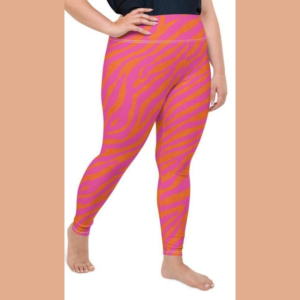 Pink & Orange Zebra Plus Size Leggings