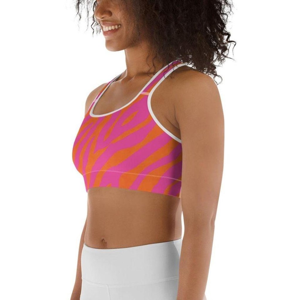 Pink & Orange Zebra Sports Bra