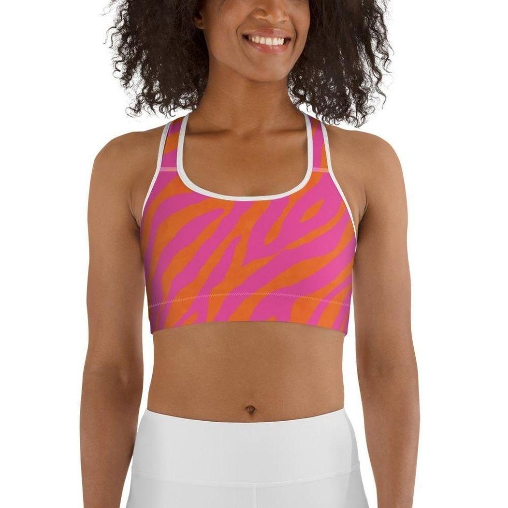 Pink & Orange Zebra Sports Bra