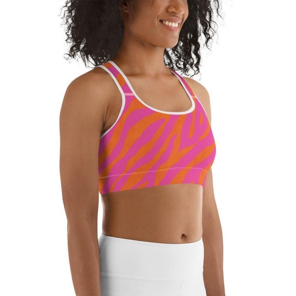 Pink & Orange Zebra Sports Bra