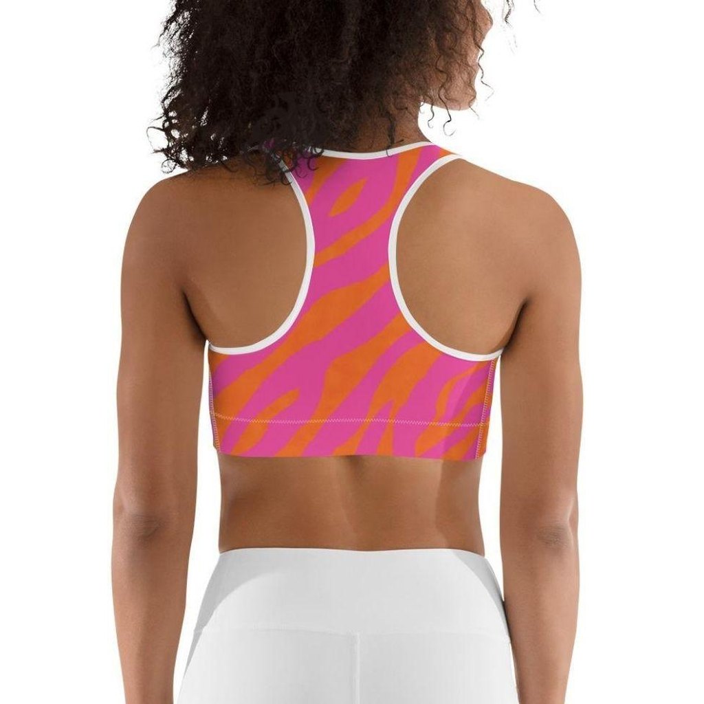 Pink & Orange Zebra Sports Bra