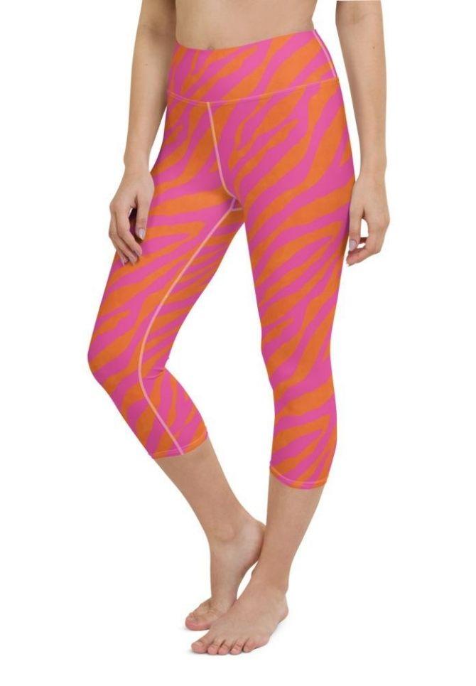 Pink & Orange Zebra Yoga Capris