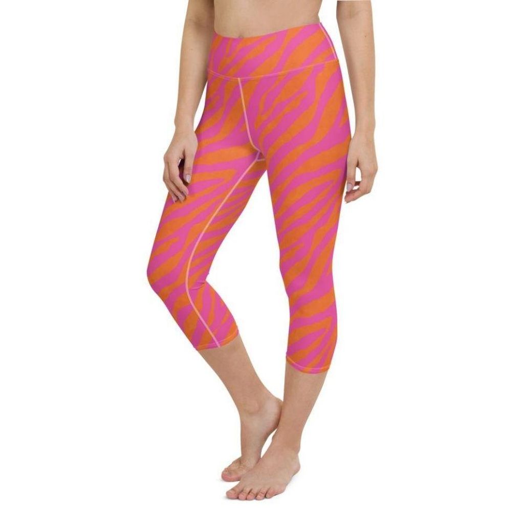 Pink & Orange Zebra Yoga Capris