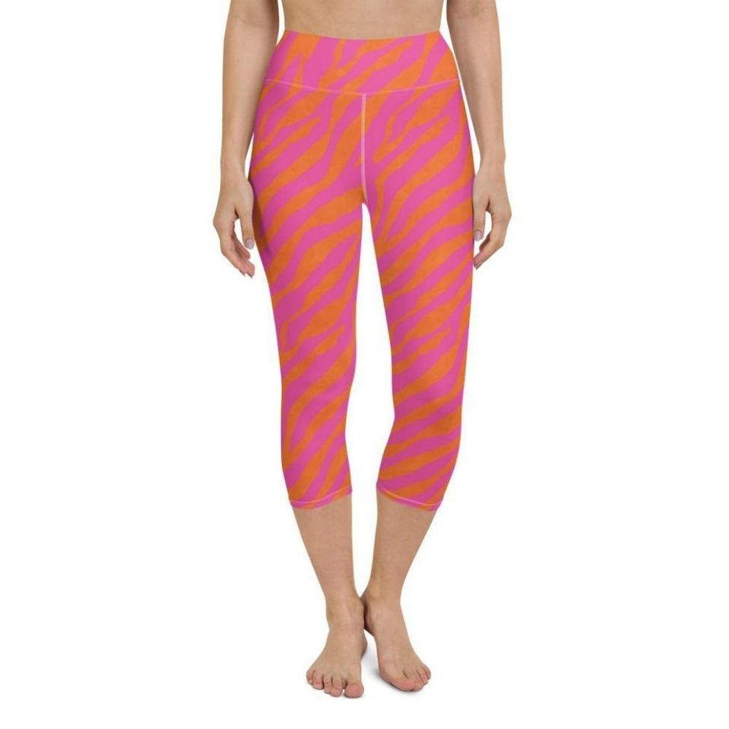 Pink & Orange Zebra Yoga Capris