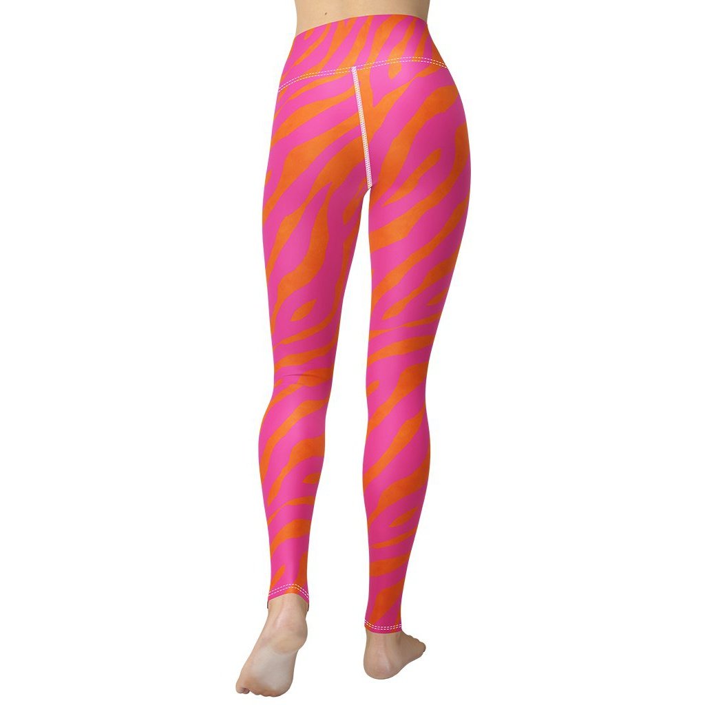 Pink & Orange Zebra Yoga Leggings