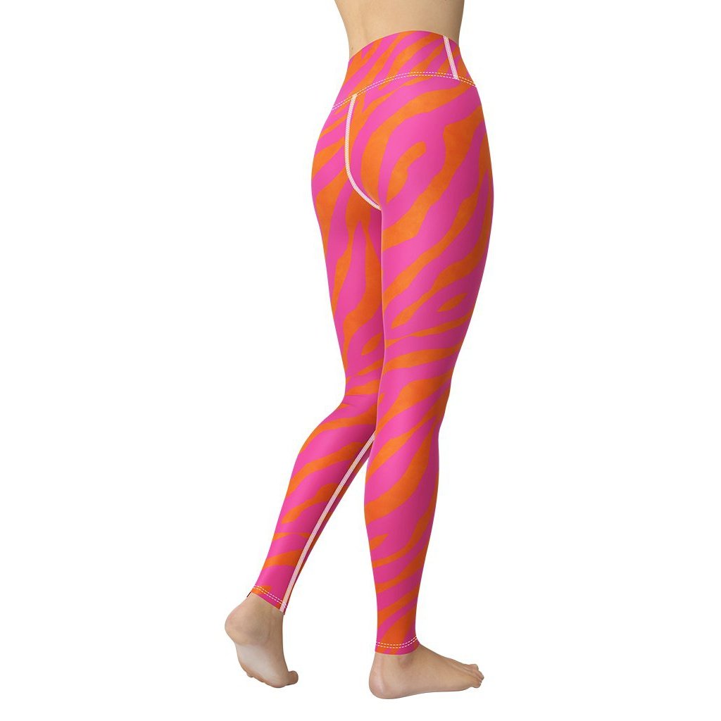Pink & Orange Zebra Yoga Leggings