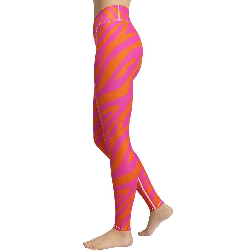 Pink & Orange Zebra Yoga Leggings