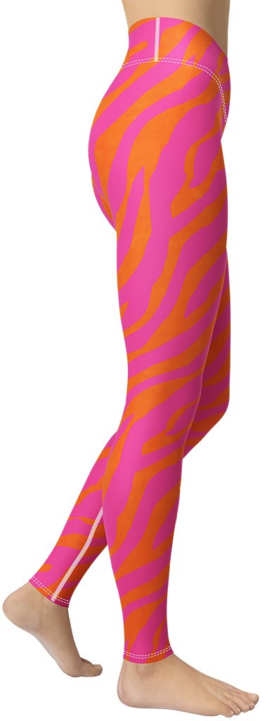 Pink & Orange Zebra Yoga Leggings