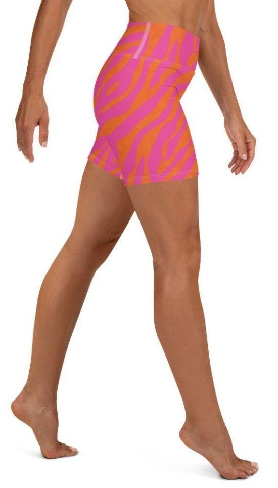 Pink & Orange Zebra Yoga Shorts