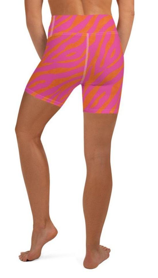 Pink & Orange Zebra Yoga Shorts