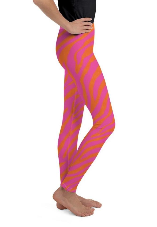 Pink and outlet orange striped leggings