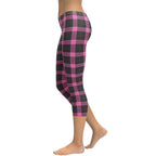 Pink Plaid Print Capris