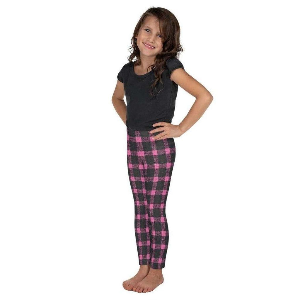 Pink Plaid Print Kid's Leggings