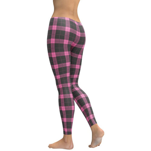Pink Plaid Print Leggings