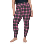 Pink Plaid Print Plus Size Leggings