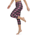 Pink Plaid Print Yoga Capris